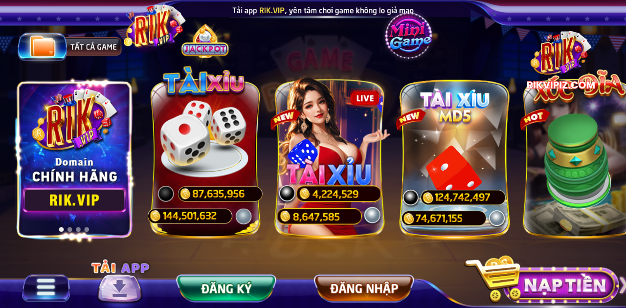 Sảnh Game Bài Rikvip Đẹp Mắt - Hấp Dẫn